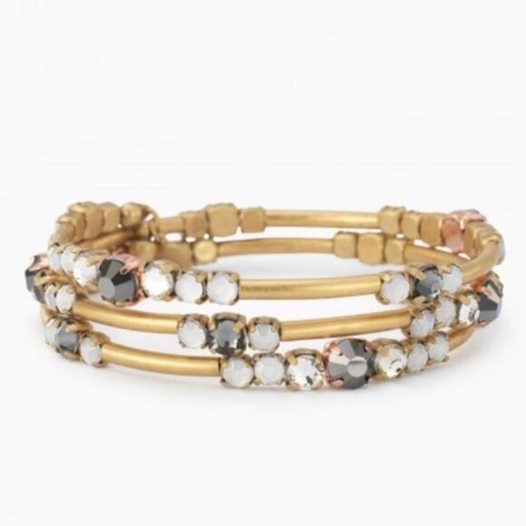 stella & dot ~ isabelle coil wrap bracelet ~ gold hematite crystal beads - Picture 5 of 7